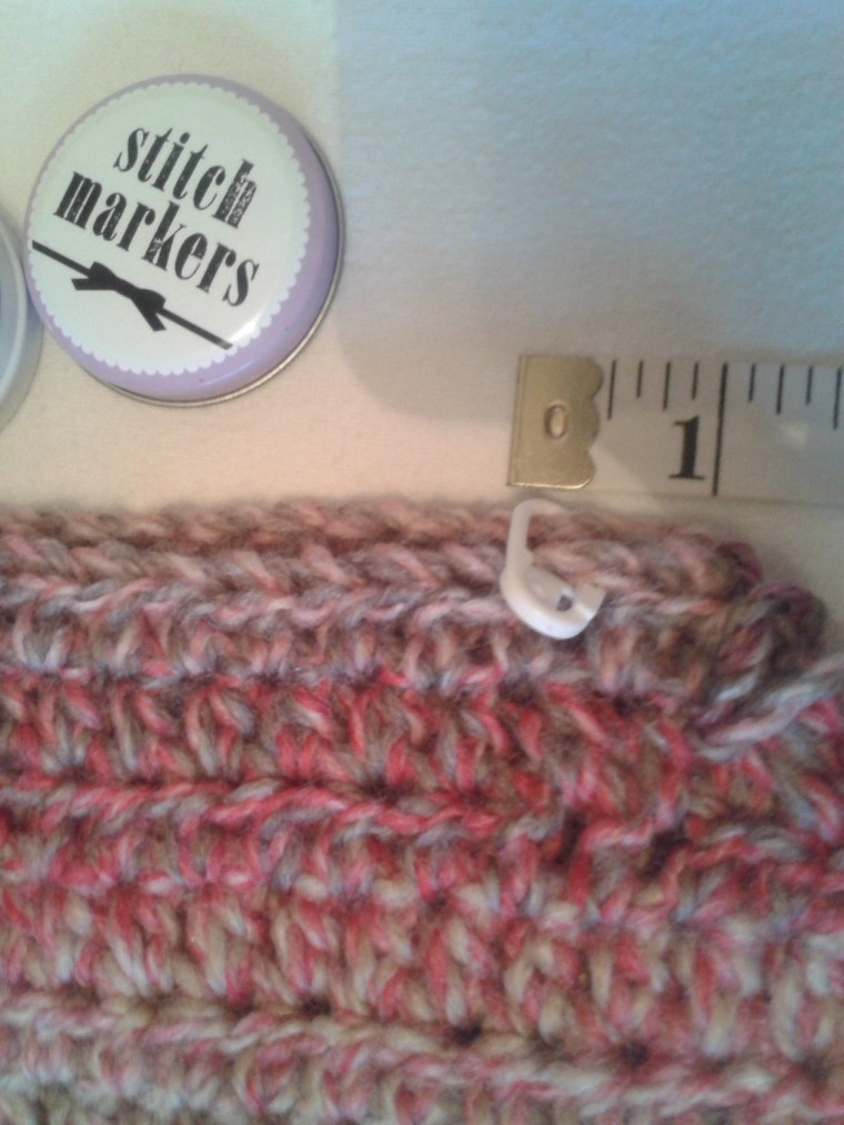 mark 1" in with a stitch marker