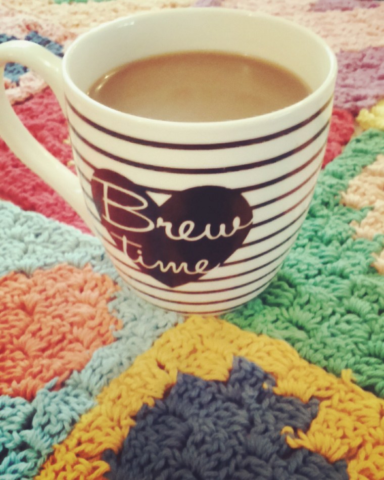 C2C crochet baby blanket, crochet heart squares in paintbox cotton yarn