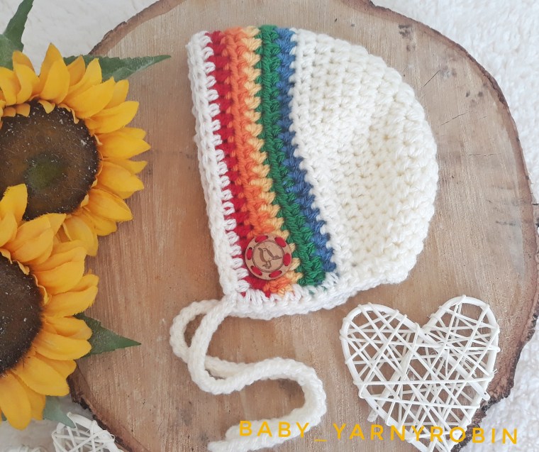 rainbow baby bonnet