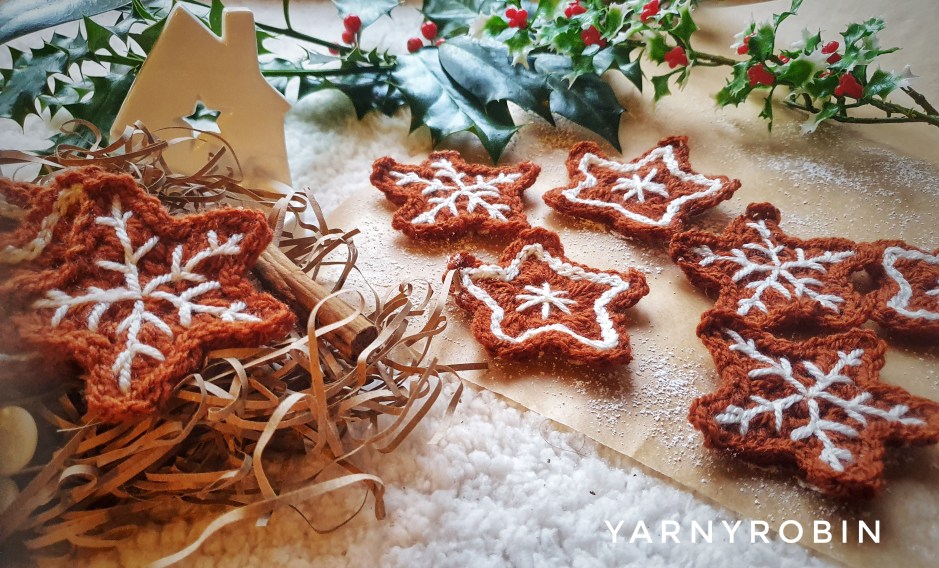 crochet gingerbread stars