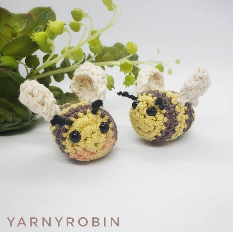 Small Crochet bee with rosy cheeks made from cotton